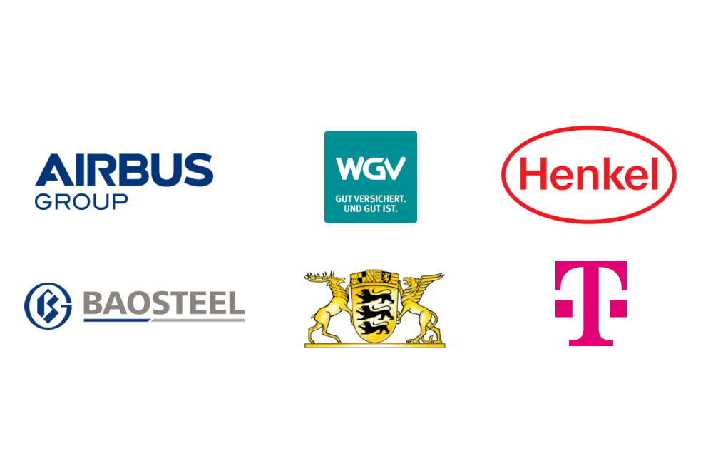 Sieben Kundenlogos
