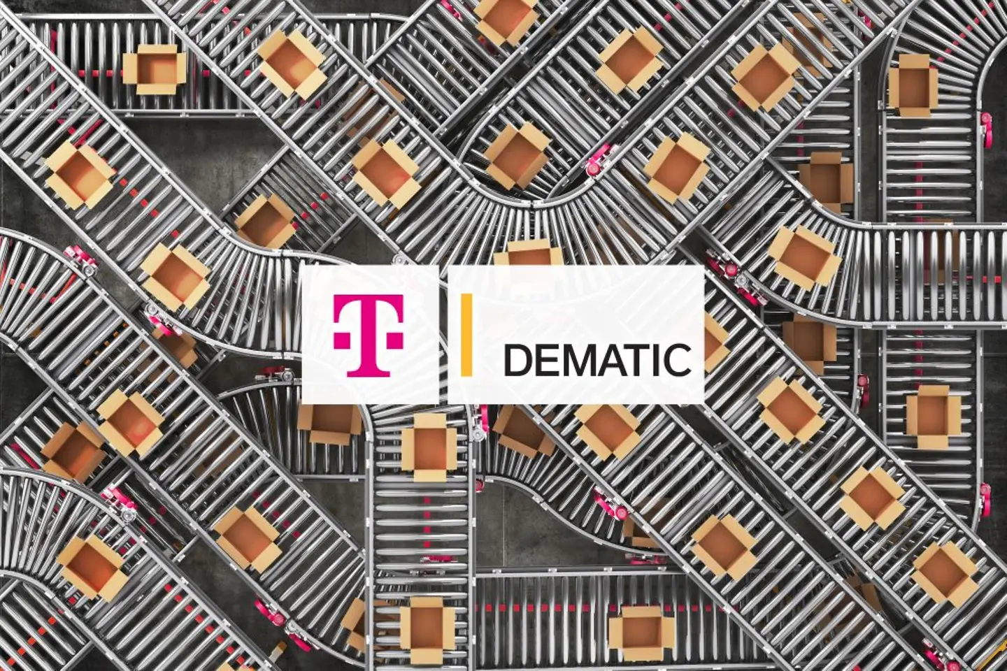 Labyrinth of conveyor belts with packets, T-Systems, Dematic