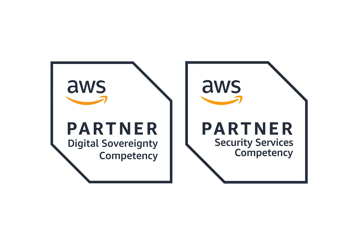 Crachá com o logotipo de parceiro da AWS