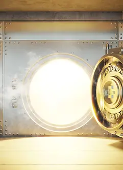 AI-generated image - Open Bank vault door with gold light comes out from inside
