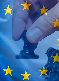 EU flag chess move concept