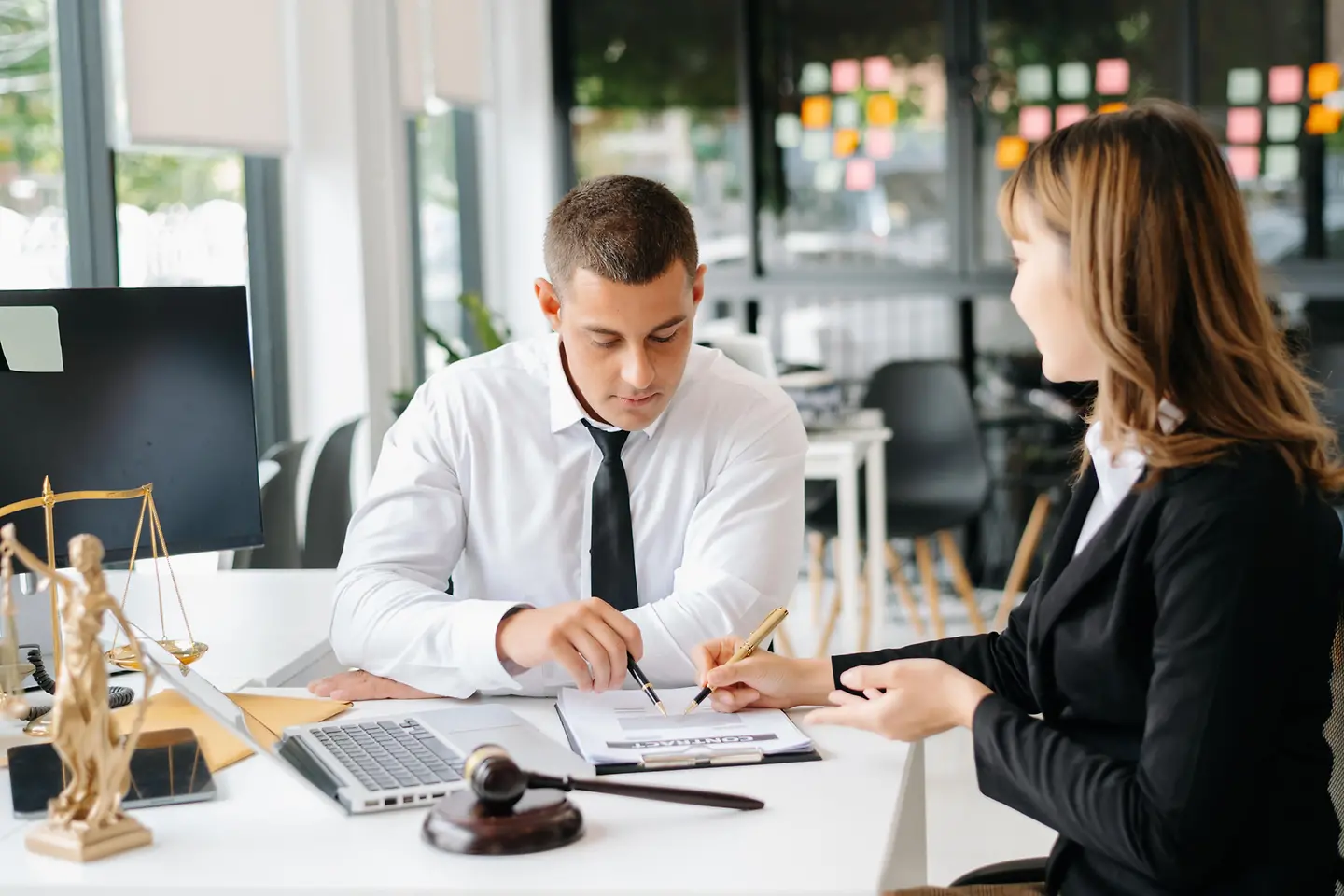 Legal experts working on a document