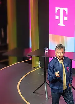 Dr. Ferri Abolhassan during his speech at the Mobile World Congress