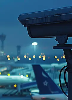 AI-generated image - Surveillance Camera Monitoring Airfreight Terminal with Aircraft in the Distance