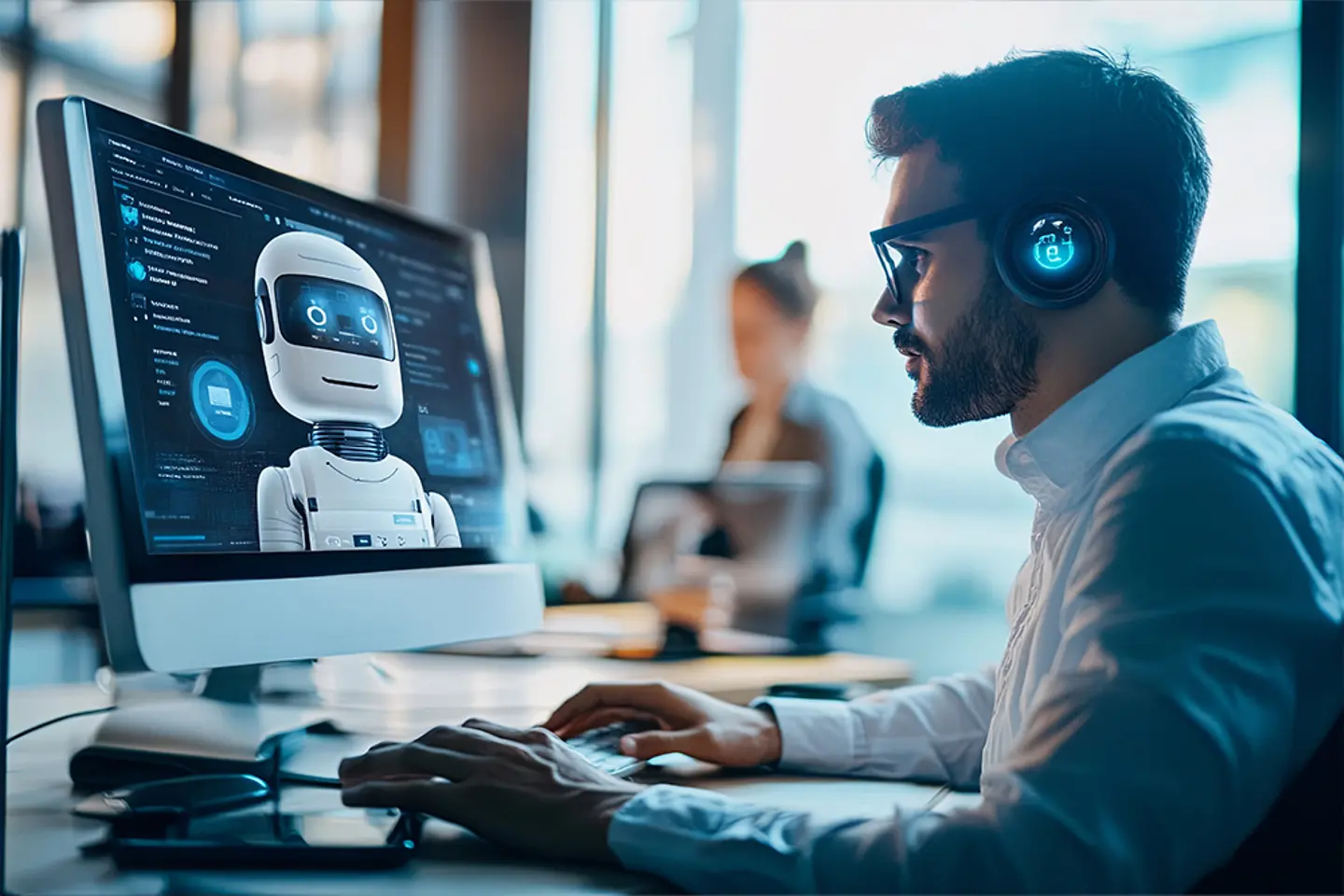 AI-generated image - Administrative worker with an AI chatbot