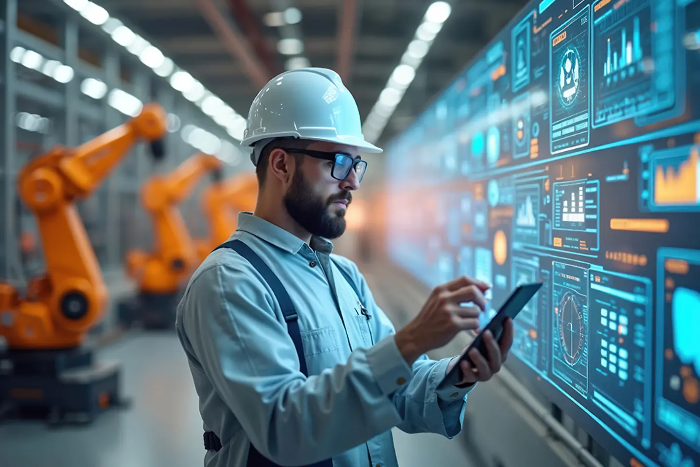 AI-generated image - Factory engineer checking production data, AI generated image