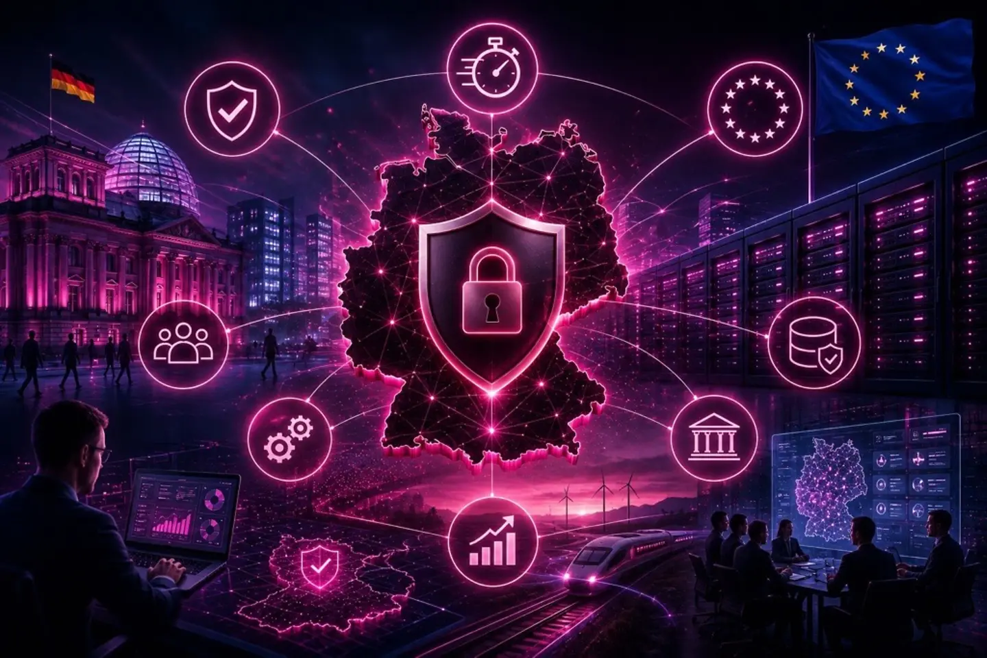 AI-generated image - Symbolic graphic of secure cloud infrastructure for the German public administration