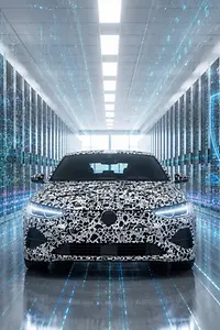 AI-generated image - Digital image of a Volkswagen with graphic symbols of Europe, Cloud and Cybersecurity
