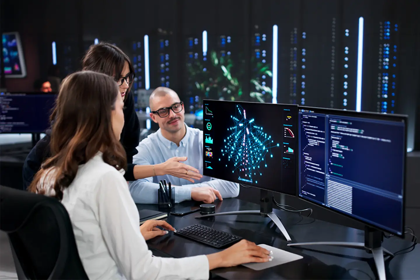 AI Ops experts looking at cloud data