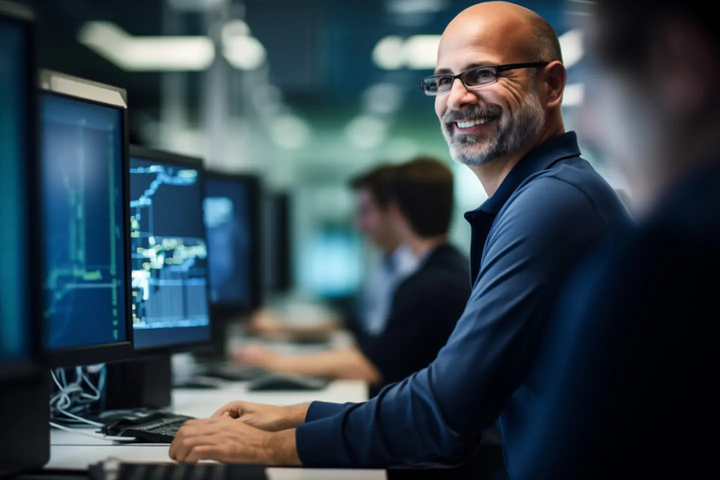 Programmer working on cyber security software