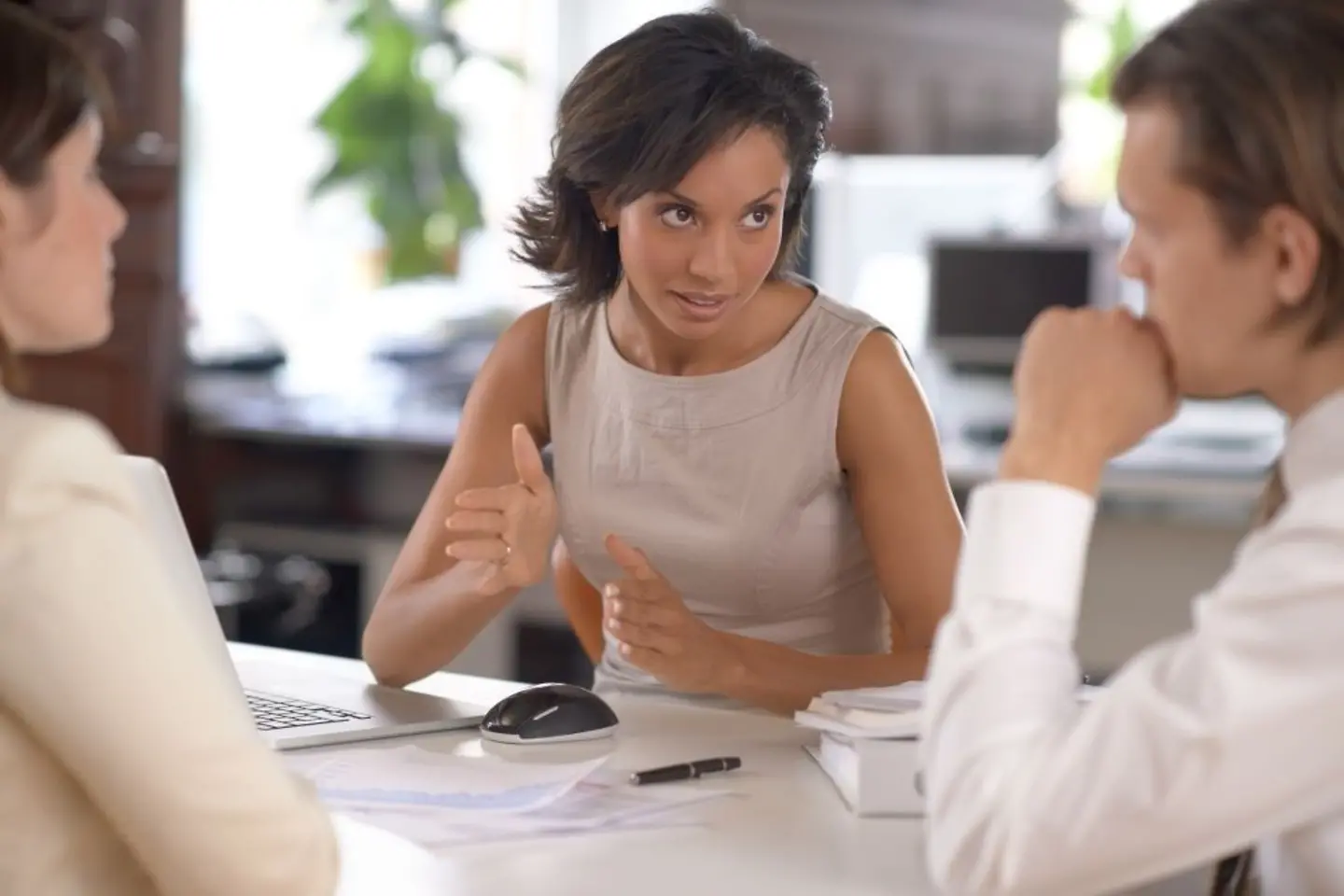 Corporate people discussing ethical policies in a meeting